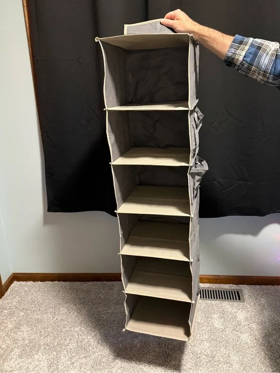 Gray Hanging Closet Organizer - Neutral Fabric Storage