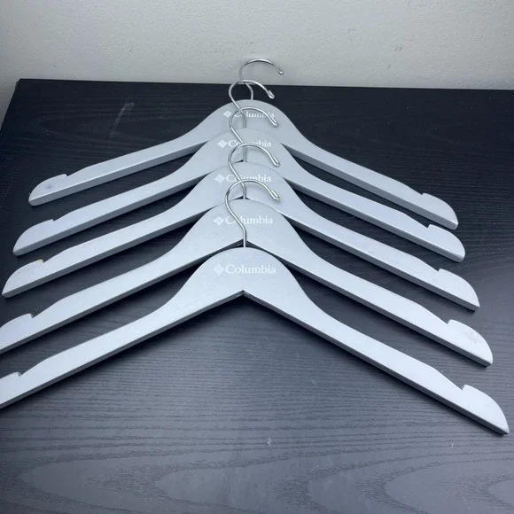 Columbia Sportswear Company Wooden Clothes Hangers Gray Set of 5