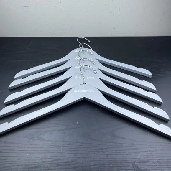 Columbia Sportswear Company Wooden Clothes Hangers Gray Set of 5