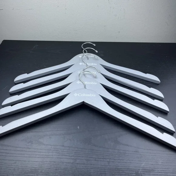 Columbia Sportswear Company Wooden Clothes Hangers Gray Set of 5