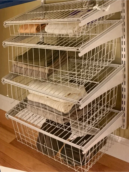 White Wire Slide-Out Storage Baskets - Home Organization