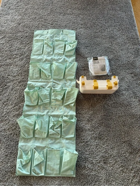 Mint Green Hanging Pocket Organizer - Multi-Pocket Storage