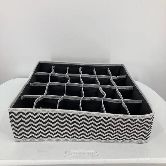 Joyoldelf Gray White Chevron Drawer Divider Collapsible Closet Cabinet Organizer