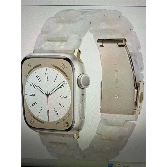 V-MORO Resin Band Compatible‎ with Apple Watch  Ivory White Rose Gold