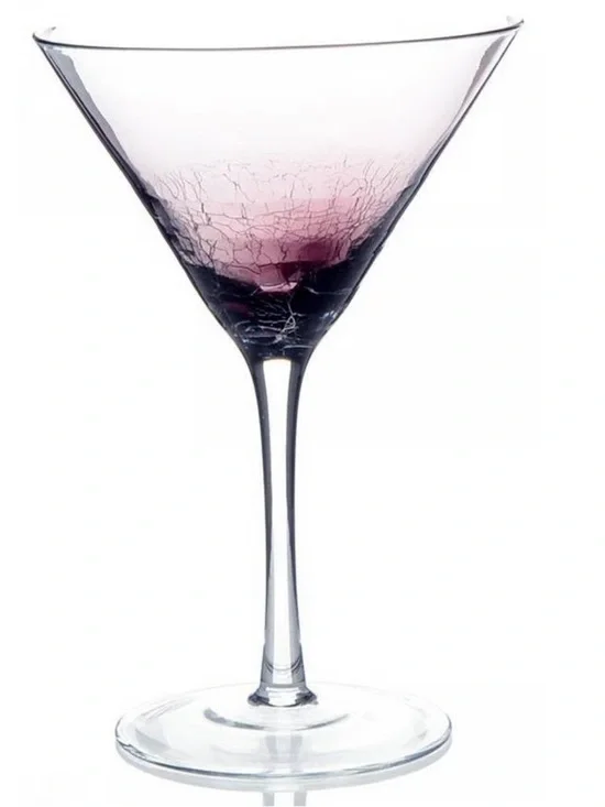 Pier 1 Imports Crackle Purple Amethyst Martini/Cosmo Glass Aprox.7