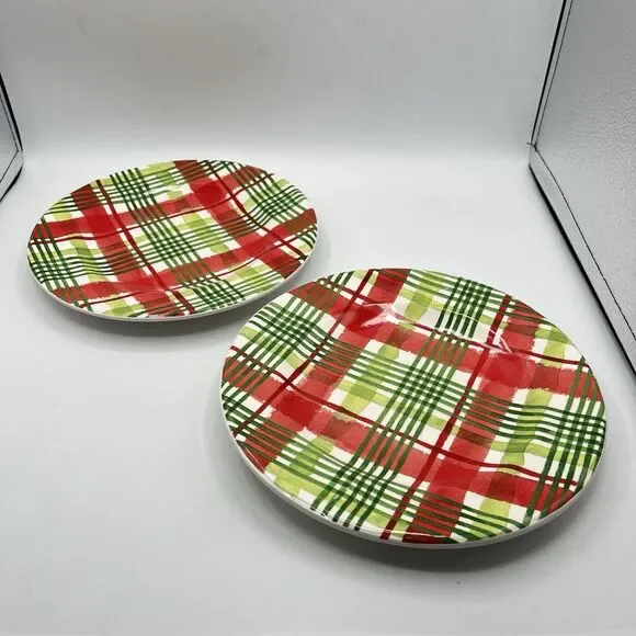 Pier 1 Ironstone Christmas Holiday Plaid 8.75