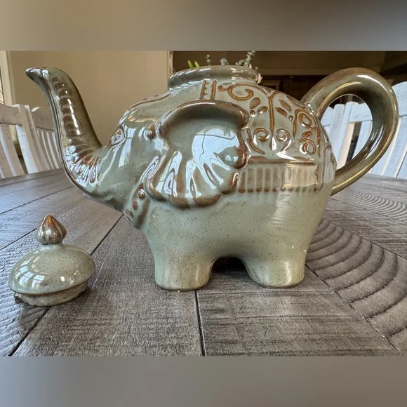 Pier 1 Elephant Ceramic Teapot