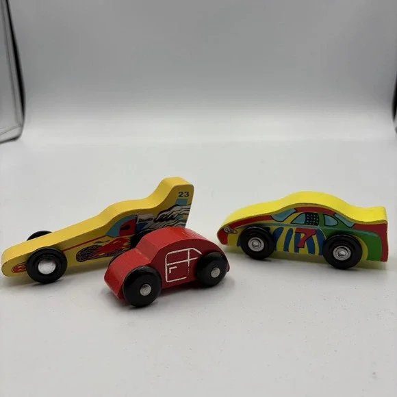 Wooden Track Cars from the‎ Melissa and Doug 3 Race cars Ch10278 Red And Yellow
