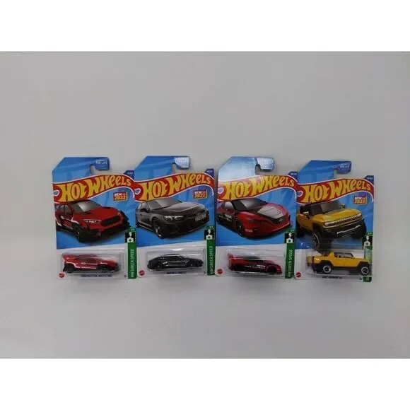 Hot Wheels Green Speed Lot of 4 Includes Hummer Nissan Leaf Ford Mustang Audi