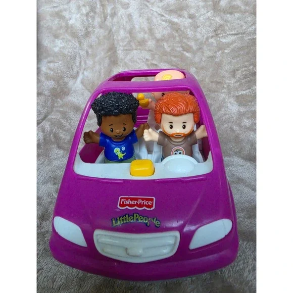 Fisher-Price Little People Purple SUV Car with 3 Figures Boy Man Baby Toy Set
