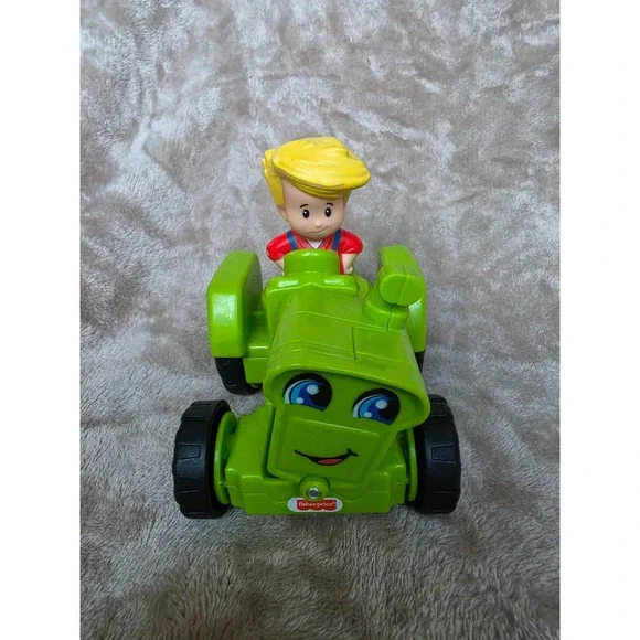Fisher-Price Little People Green Tractor and Farmer Figure Toy Mattel 2016 DWC32