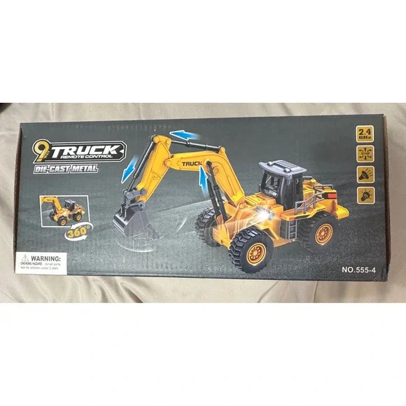 9 Way Truck RC Excavator Kids OS Yellow Industrial Die-Cast Metal Remote Control