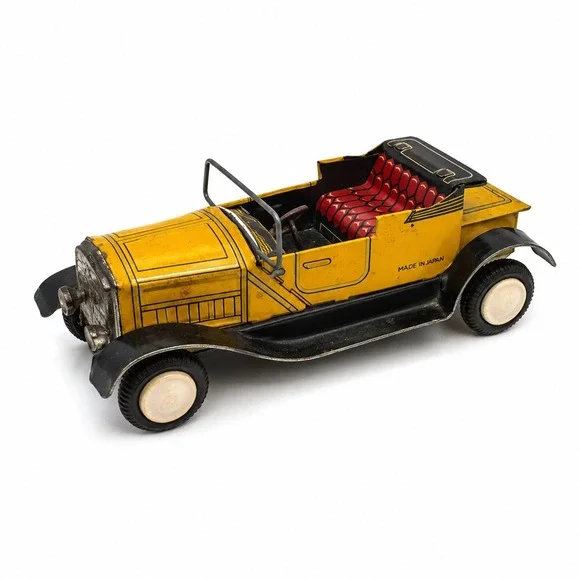 Vintage Made In Japan Tin Litho Friction Touring Car Roadster Convertible Toy