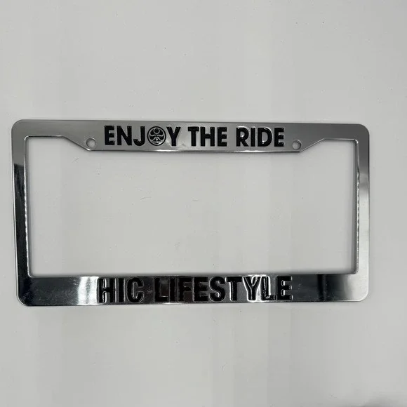 HIC LIFESTYLE License Plate Frame Enjoy The Ride Chrome Silver Auto Car Truck