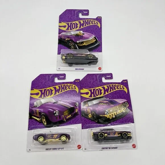 Hot Wheels 2025 57th Anniversary Purple Gold Lot 4 Camaro Porsche Shelby Cobra