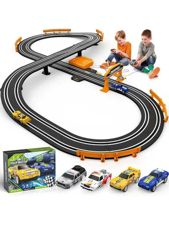 High-Speed Slot Car Race Track Set with 2 Cars, Dual Racing Game for Kids 4-12