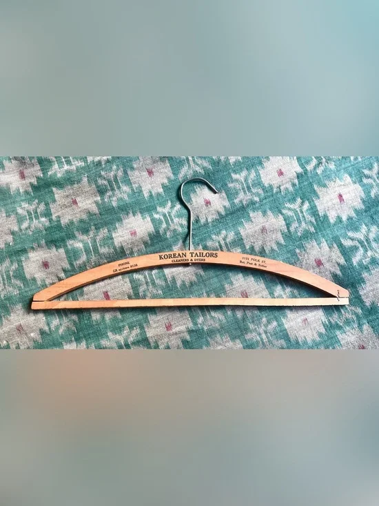 Rare Vintage Korean Tailors San Francisco Wooden Advertising Hanger
