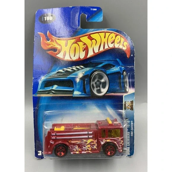 2003 Hot Wheels #190‎ Work Crewsers 10/10 FIRE-EATER Red w/Red 5 Spoke Wheels