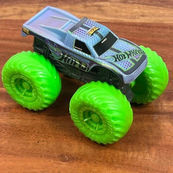 Hot Wheels Monster Truck Blue Purple Iridescent Neon Green Wheels Diecast Toy