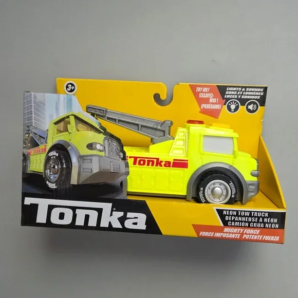 Tonka Mighty Force Neon Tow Truck Lights and Sounds Yellow‎ 06624YL New