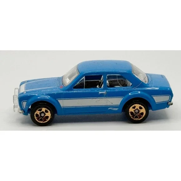 Hot Wheels 1970 Ford Escort RS1600 2014 Mattel Blue White‎ Gold Rims