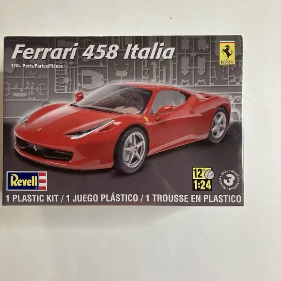 2011 Revell Ferrari 458 Italia 1/24 Scale Model Kit Factory Sealed Skill 3