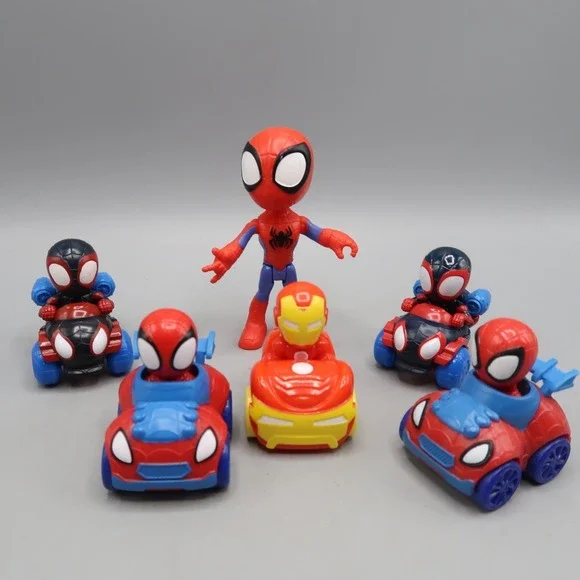 Marvel Spidey and his Amazing Friends Web Lot Of 5 Mini Cars racer wheelies toy