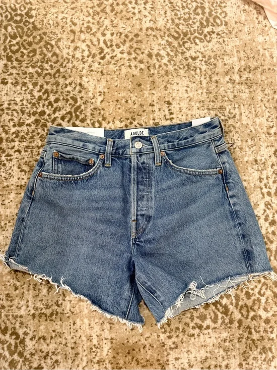 Agolde parker long short dark Blue Frayed Hem size 25 Shorts