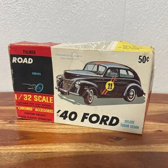 VINTAGE PALMER PLASTICS 1/32 '40 FORD DELUXE TUDOR SEDAN MODEL KIT BOX ONLY