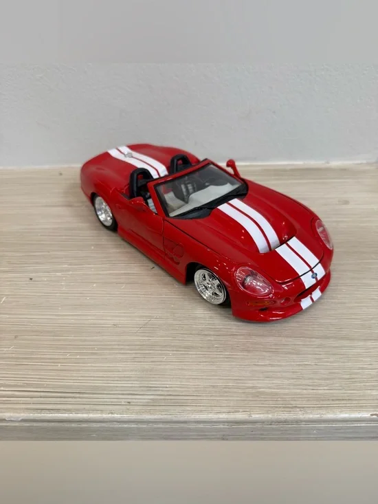 Maisto Shelby series 1 Red Convertible Toy Sports Car with White Racing Stripes