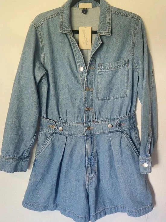 Universal Thread Light Blue Denim Jean Shorts Romper