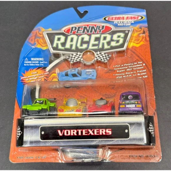 Penny Racers Vortexers‎ Toy Cars Kids Unisex OS Multicolor Pull-Back 4-Pack 2002