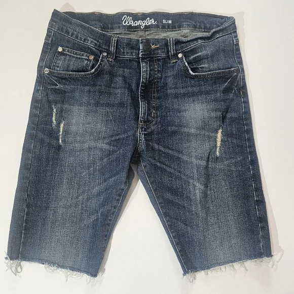 Wrangler Jean Shorts‎ Womens 34x22 Slim Fit High Rise Cutoff Jorts