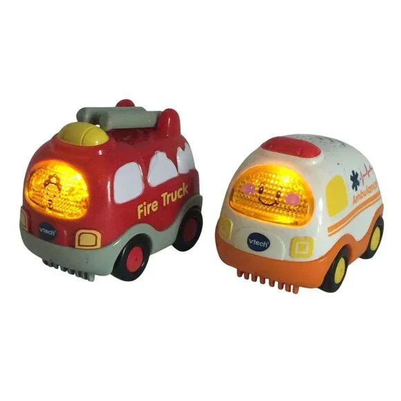 vTech Go Go Smart Wheels Fire Truck Ambulance Rescue Vehicle Lot Tested‎