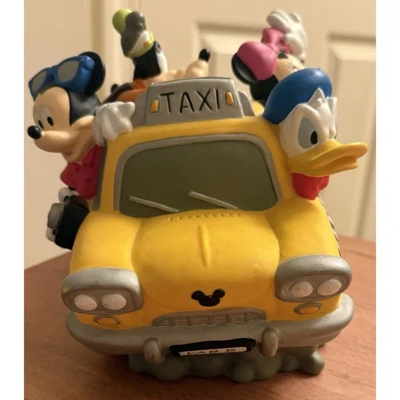 Disney Mickey‎ Mouse & Friends Coin Piggy Bank Taxi Cab Fab 5 Five Yellow Car