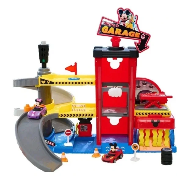 NIB Disney Junior Mickey Mouse Ready To Race Garage with‎ Color Changing Cars
