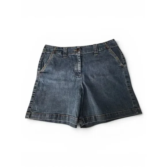 Talbots Petites Stretch High-Rise  Denim Shorts Dark Blue Size 10P