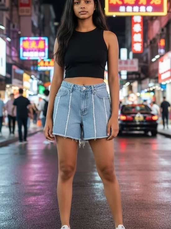 Fashion Nova Light Blue Frayed Denim Shorts