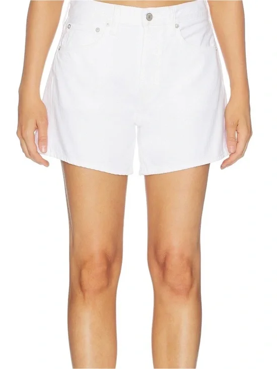 Agolde Parker Long Short Denim Shorts in Dough