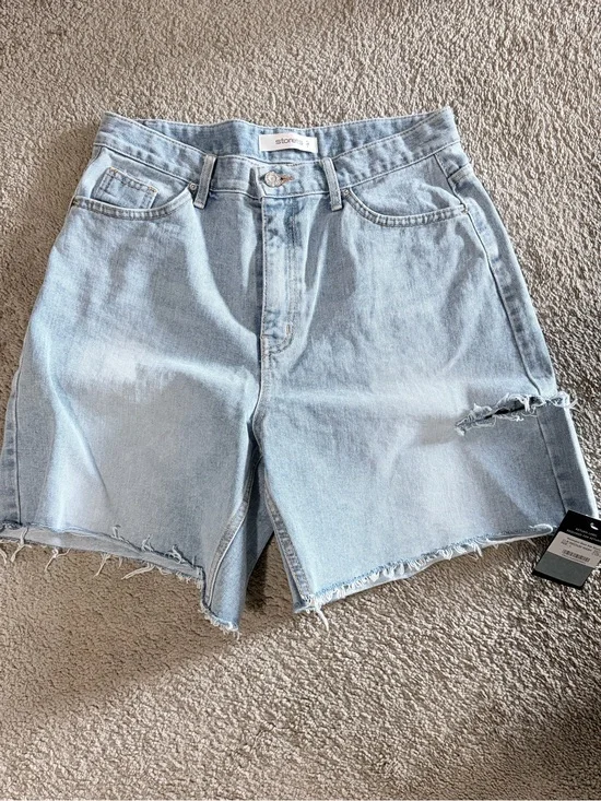 Storets Long Denim Cutoff Shorts - Light Blue