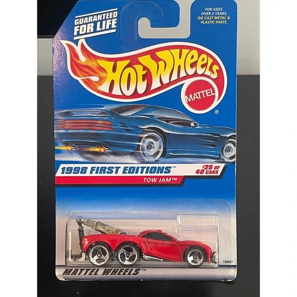00580 - 1998 Hot Wheels First Editions Tow Jam Red Diecast Car #25 of 40 Mattel‎