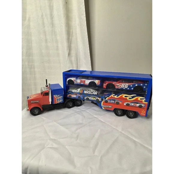 NASCAR Race Car Carrier Hauler Semi Truck 24'' w/ 4 Race Cars