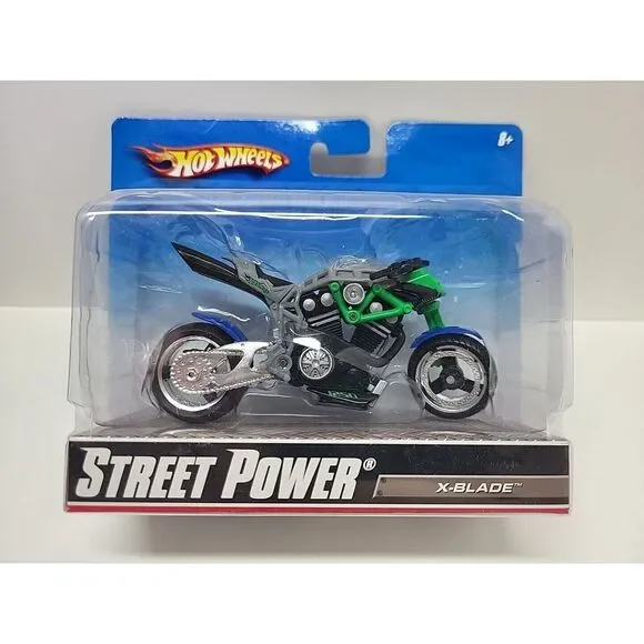 New 2009 Hot Wheels - 1:18 Street Power Motorcycle - X-Blade -‎ Green