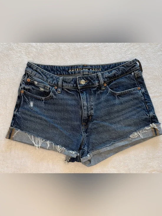 American Eagle Perfect Shortie Denim Shorts Women's Size 8 Medium Wash Stretch