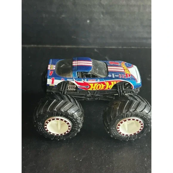 Hot Wheels, Hot Wheels Racing #1 Monster Truck 1:64, Corvette Loose Blue White
