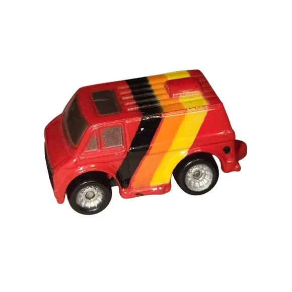 1987 Galoob Micro Machines 1970s Chevrolet Van Red w/ Black, Orange, Yellow