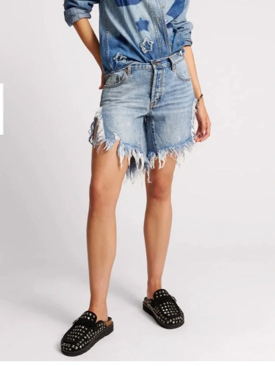 NWT ONE TEASPOON Frankies Long Length Denim Shorts - Hollywood SZ 24 Z117