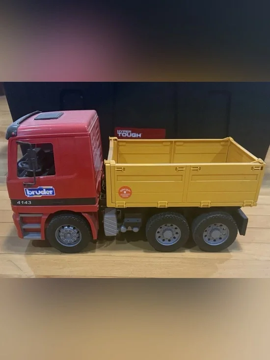 Bruder Red and Yellow Kids Dump Truck Toy - Durable Play Vehicle