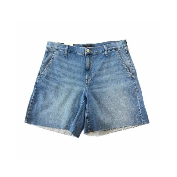 Banana Republic NEW High Rise Medium Wash Denim Cut Off Long Everyday Shorts