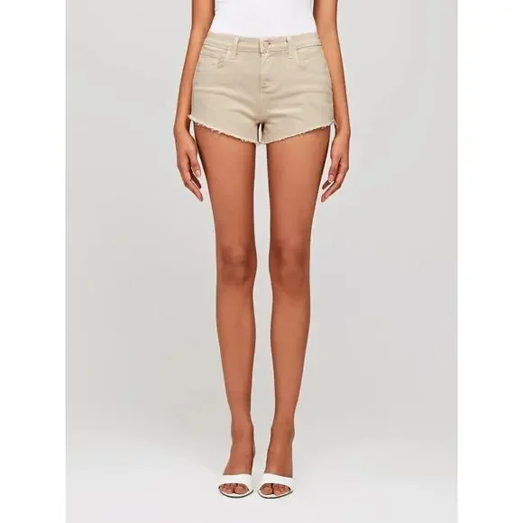 L'Agence Cream Audrey Shorts 25 Mid Rise Vintage White